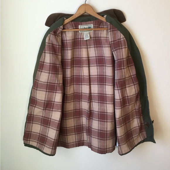 L.L. Bean Green Chore Barn Flannel Lined Jacket - Picture 5 of 6